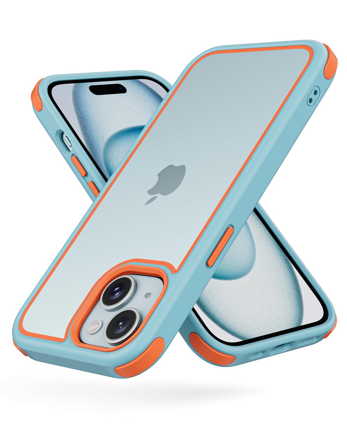 MobNano for iPhone 15 Case, [Multi-Color][Shockproof] [Dropproof] Bumper Case, [Non-Yellowing] Clear Back Case - Blue/Orange — image 1