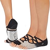 toesox Elle Half Toe Grip Socks – Non-Slip Grip Sole for Yoga, Pilates, Gym - Non Skid Open Toe Socks for Women