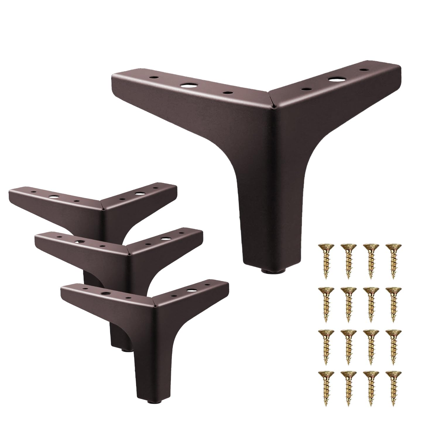 Photo 1 of AODIOU Furniture Legs Brown Metal feet: Cabinet Legs 4 Inch Vintage Sofa Replacement Legs for Furniture Set of 4