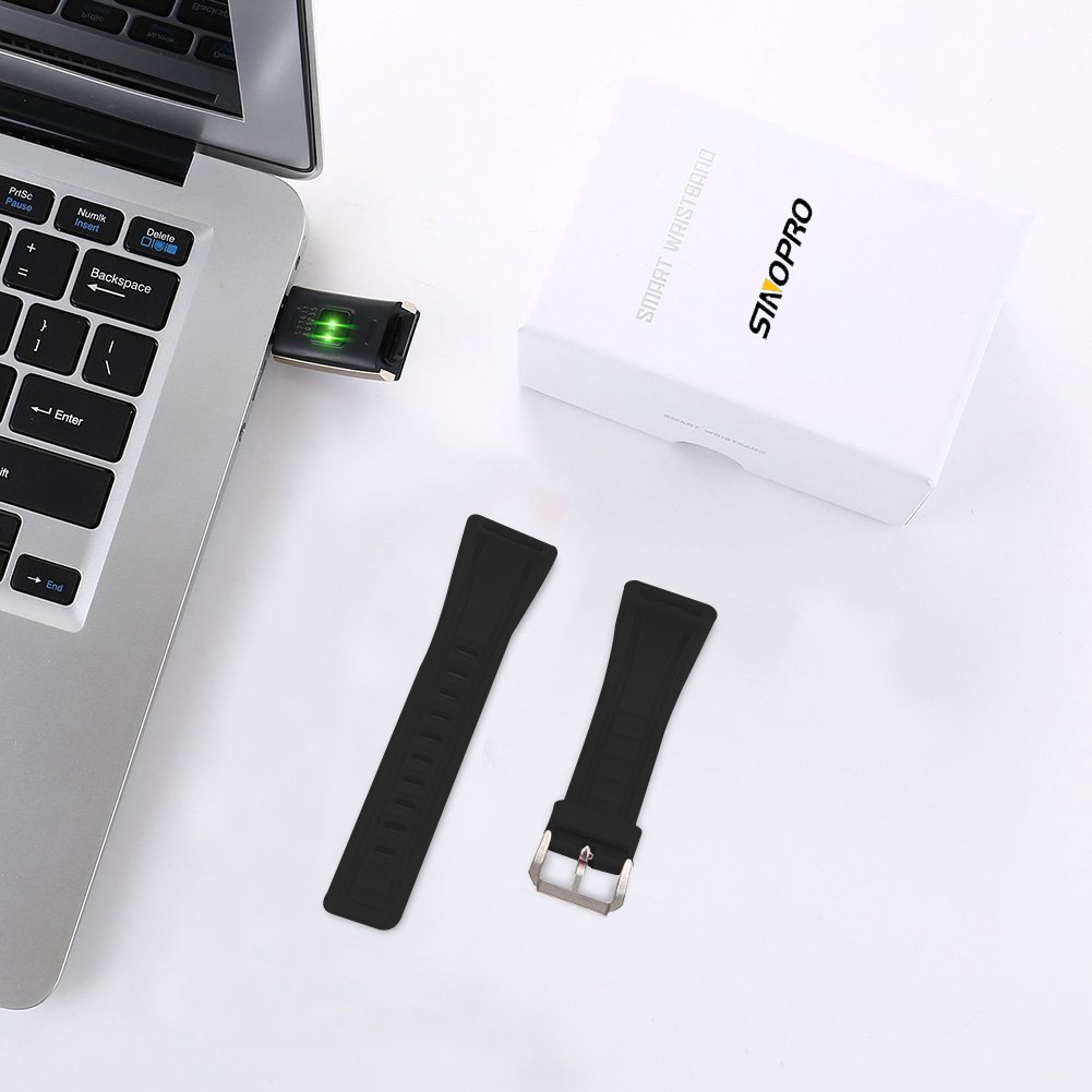 Fitness Tracker,SinoProHeart Rate Monitor Smart BraceletIP67 Waterproof Fitness Wristband with OLED Touch ScreenStep TrackerSleep MonitorCall Reminder for iPhoneAndroid Smartphones (Black)