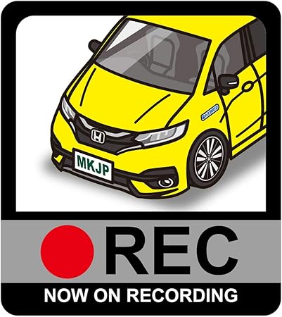 Amazon Mkjp ドライブレコーダーステッカー ホンダ フィットハイブリッド Gp5 130mm X 116mm 2枚組 イエロー 車 バイク 車 バイク