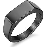 Edulex Stainless Steel Signet Ring - 316L Mens Finger Ring for Men Women - Rhodium Plated Cool Band Ring Jewelry for Father Husband Son Friend