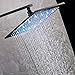 Rozin LED Light 16-inch Rainfall Shower Head Bathroom Square Top Sprayer Black Color