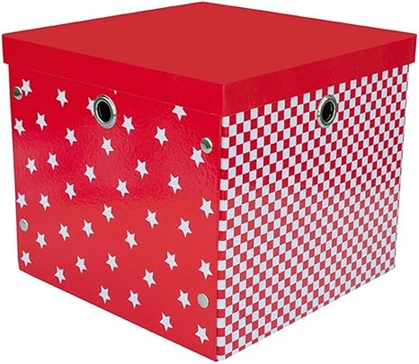 Jabadabado POP - Caja de almacenaje (32 x 32 x 28 cm), color rojo y blanco: Amazon.es: Bebé