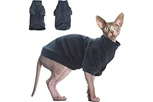 JL WARMPAWS Sphynx Cat Sweater Hairless Cat Clothes Sweater Shirt Soft Warm Long Sleeves Pullover Pet Clothes Pajamas Dog Cloth for Small Dogs Jumpsuit Pet Sweaters (Dark Blue, Medium)