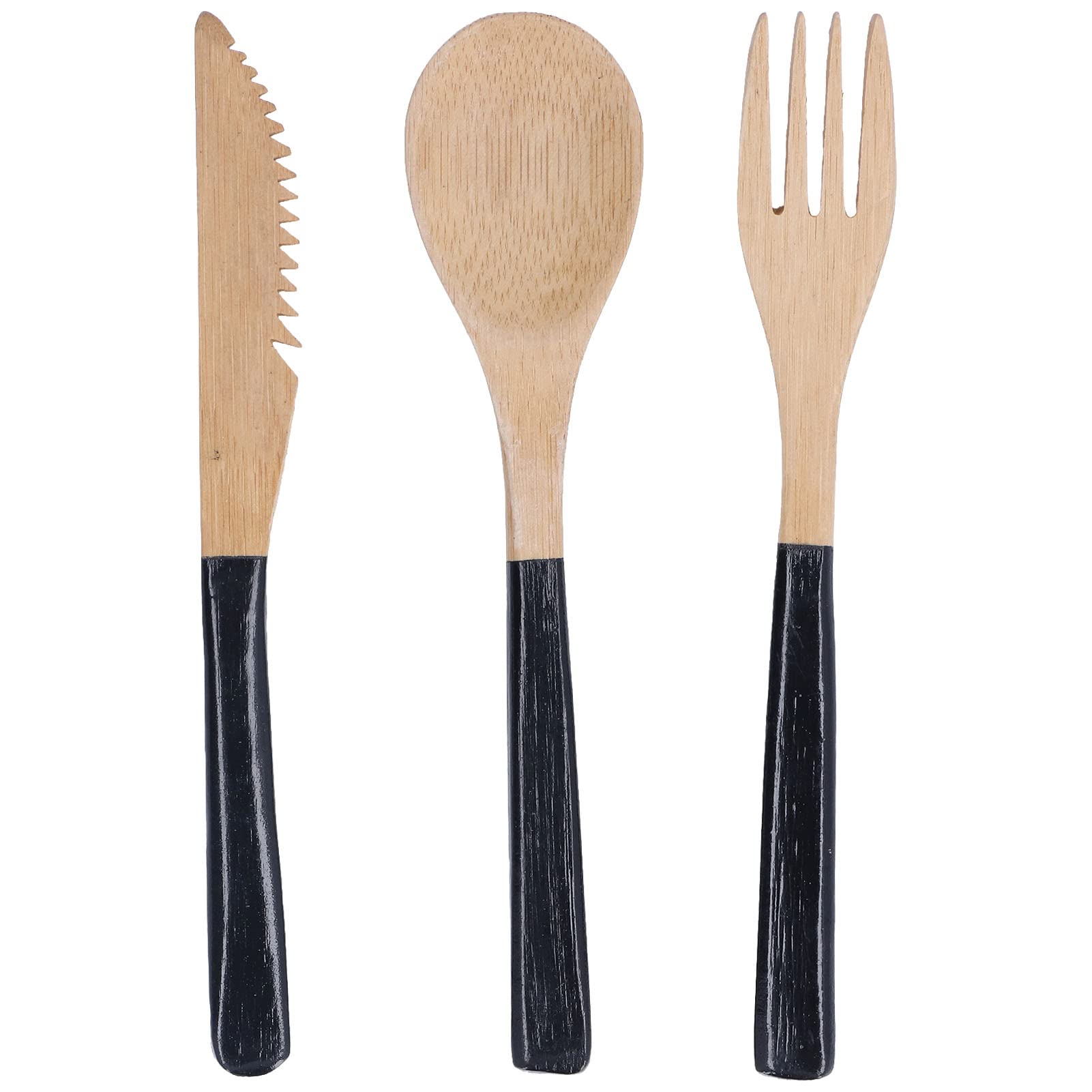 Cutlery Set, Japanese Wooden Cutlery Set High Hardness Wear Resistant Safe for Kitchen(Black)