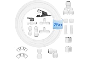 USEAMIE Ice Maker Water Line Kit Connection, 25FT 1/4" OD Water Line with Quick Connections for Refrigerator/Ice Maker Reverse Osmosis RO System Water Filter Faucet