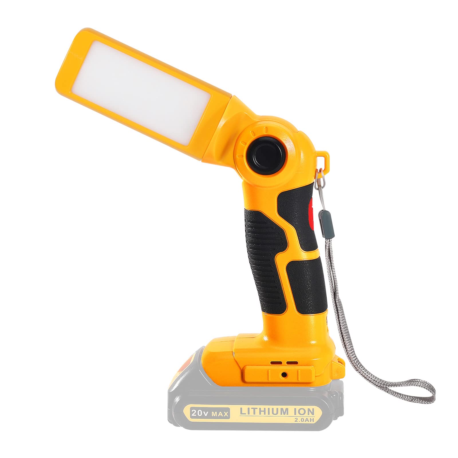 YEX-BUR Cordless Torch for Dewalt 18V Battery, 12W 1000LM Portable LED Work Light with 3 Light Modes, USB Port Outdoor Indoor Flashlight for Camping Emergency