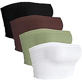 4 Pieces Tube Top Strapless Tops for Women Summer Bandeau Basic Crop Tops Sleeveless Shirt