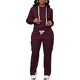 LovelyWholesale Womens Sweatsuits 2 Piece Set Hoodies and Cargo Sweatpants Sets