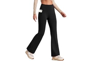 Heathyoga Fleece Lined Pants Women Yoga Pants with Pockets for Women Thermal Pants High Waist Flare Leggings for Winter