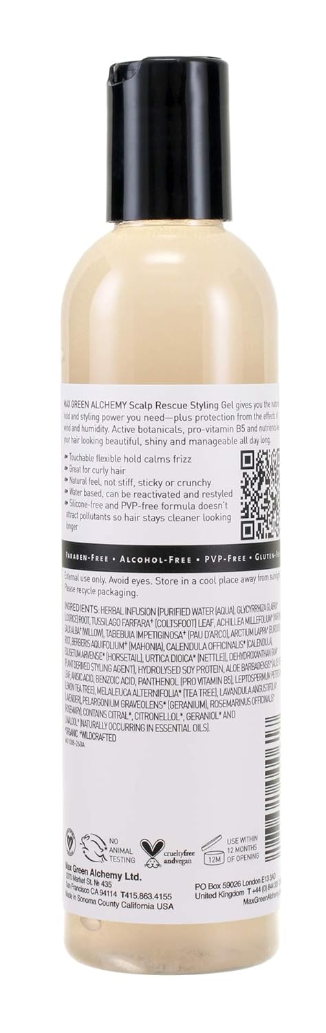 Scalp Rescue Styling Gel, Organic Unisex Formula Controls Frizz and Fly Away Hair, Curly Hair Community Favorite Gives Flexible Natural Hold, Fights Humidity, Alcohol Free & Water Based (8.8 fl oz) : Beauty