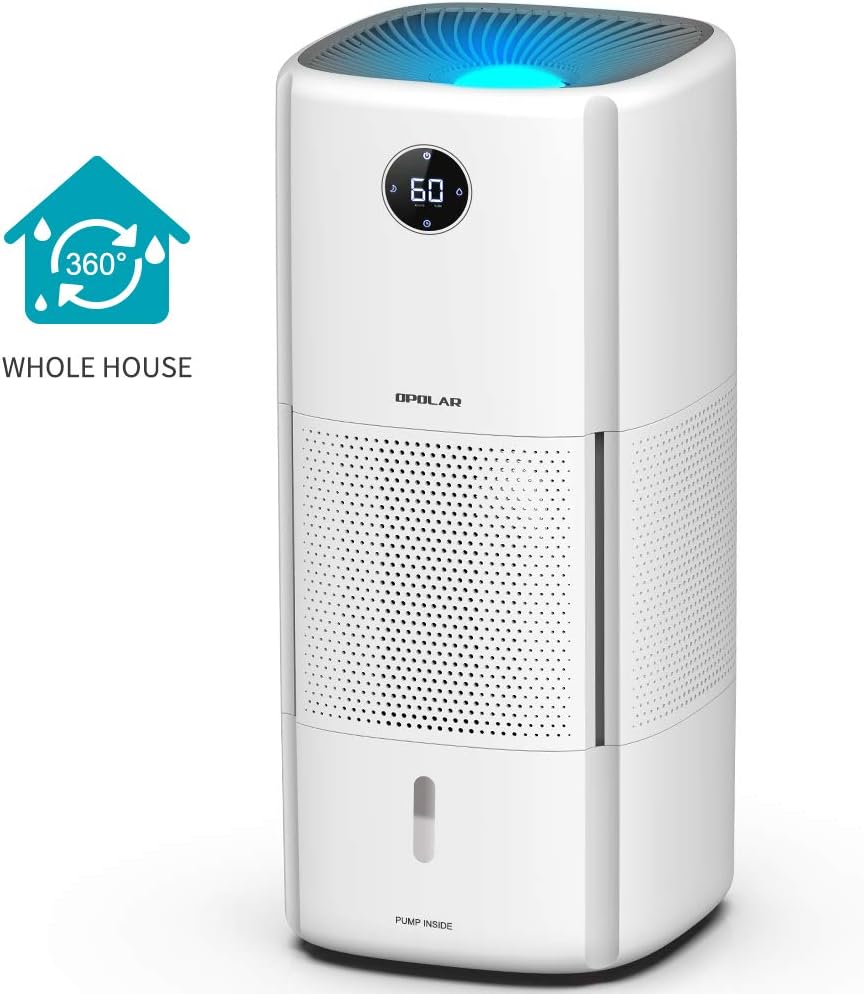 Whole-house Evaporative Humidifier with Wick Filters, 6Gal/Day Evaporation for 1000sq/ft, 2.6Gal Tank Lasts 10-20Hrs, Easy Top Fill, Mist-free, Timer, Sleep Mode, Casters for Easy Movement, No Leakage