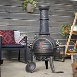 La Hacienda Cuba Tall Modern Cast Iron Chiminea Log Burner Fire Pit view 2