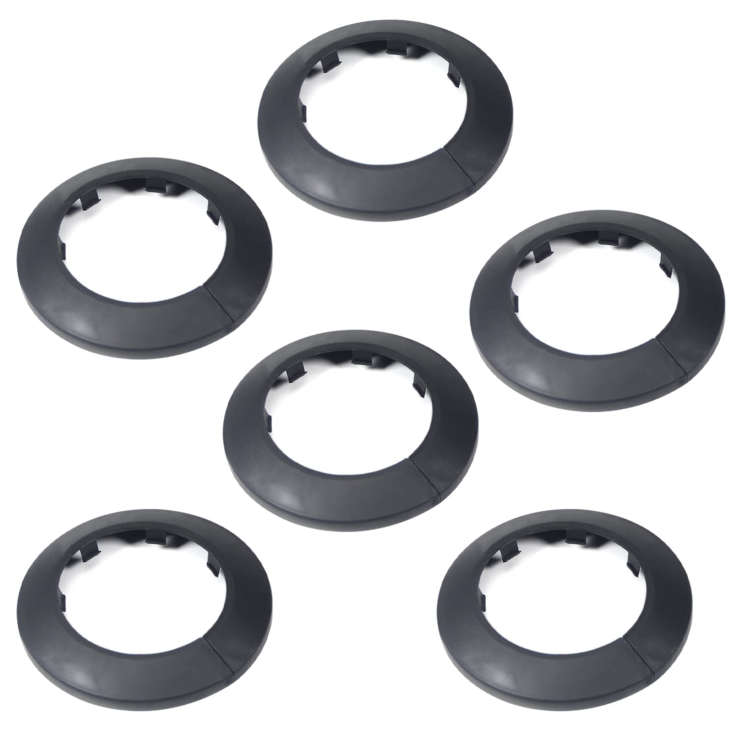 MroMax Fit 2.48" Outer Diameter Flange Water Pipe Cover Decoration Black Pipe Cover Radiator PP Plastic 63mm Escutcheon Collar for Wall Pipe Tube Decoration 6Pcs