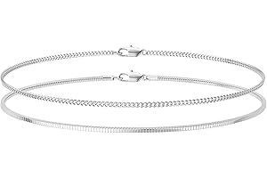 Moodear Silver Bracelet for Men - Dainty 925 Sterling Silver Cuban Link Stackable Snake Chain Stainless Steel Bracelets Trendy Jewelry Gift