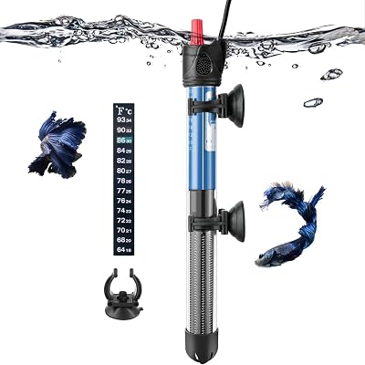 PYPABL 100W Aquarium Heater Submersible Glass 40-100L 20-34C with Thermometer