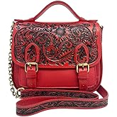 Myra Bag Leather Western Floral Embossed Boho Shoulder Bag for Women