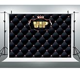 Gold VIP Backdrops for Photography Black Tufted Rose Gold Diamond 10x7ft | Customized Birthday Party Decoration, Events Step and Repeat Banner Props, Carnival