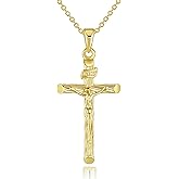 Amoxos 14K Gold Cross Necklace for Women Crucifix Necklaces Men 14K Gold Pendants for Women Unisex Elegance for Everyone Chain Cross for Men 30MM