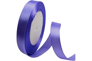 POPOYU Purple Blue Satin Ribbon for Gift Wrapping 5/8 inch,25 Yards Continuous Ribbons Roll,Christmas Gift Ribbon Thick Solid Color Fabric Ribbon for Crafts,Wedding Car,Hair Bow Making,Wreath,Bouquet