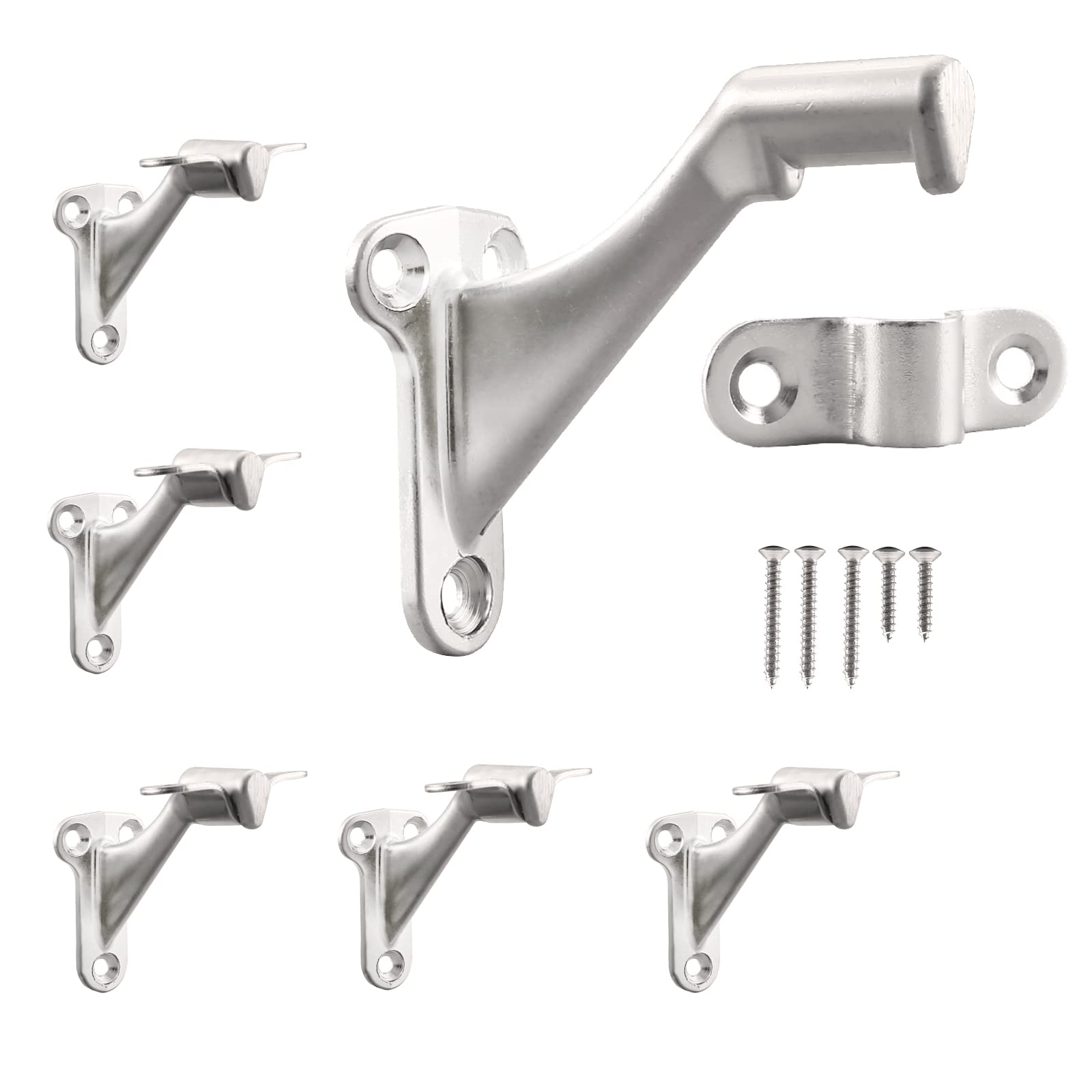 Photo 1 of HOME MASTER HARDWARE Handrail Stair Brackets 3" Heavy Duty Staircase Hand Rail Bracket Support Hardware for Home or Office Stairways,Satin Nickel with Screws 6-Pack