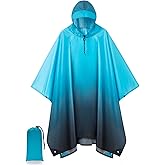 POWINSUN Hooded Rain Poncho for Adult, Waterproof Lightweight Raincoat for Hiking Camping