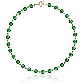 AILUOR Beaded Gemstone Necklace for Women, Colorful Boho Bead Choker Necklace Natural Stone Beach Necklace 14K GoldPlated Rainbow Beaded Choker Necklace Summer Handmade Jewelry