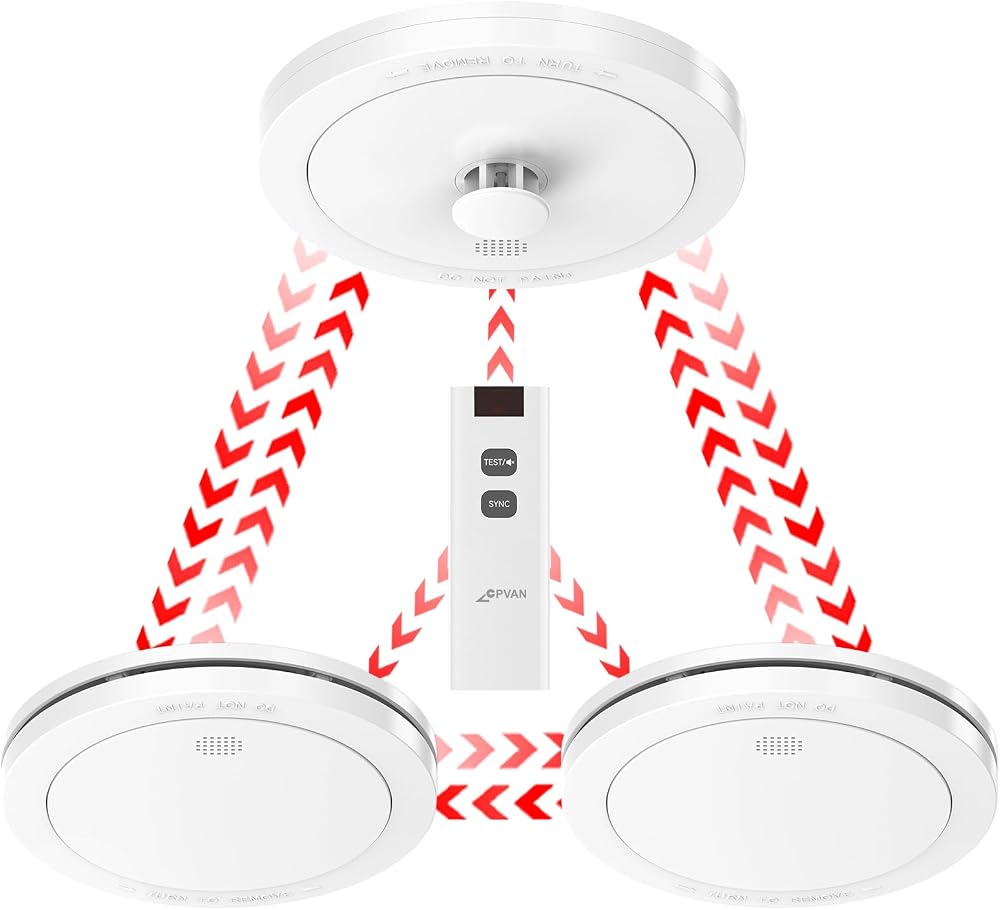CPVAN Wireless Interlinked Smoke and Heat Alarm Scotland Bundle 3 Pack + Remote