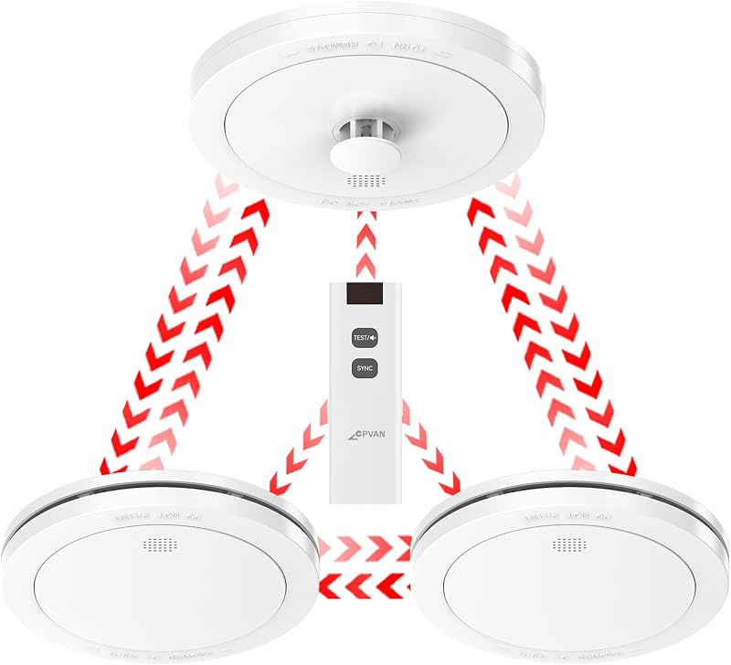 CPVAN Wireless Interlinked Smoke and Heat Alarm Scotland Bundle 3 Pack + Remote
