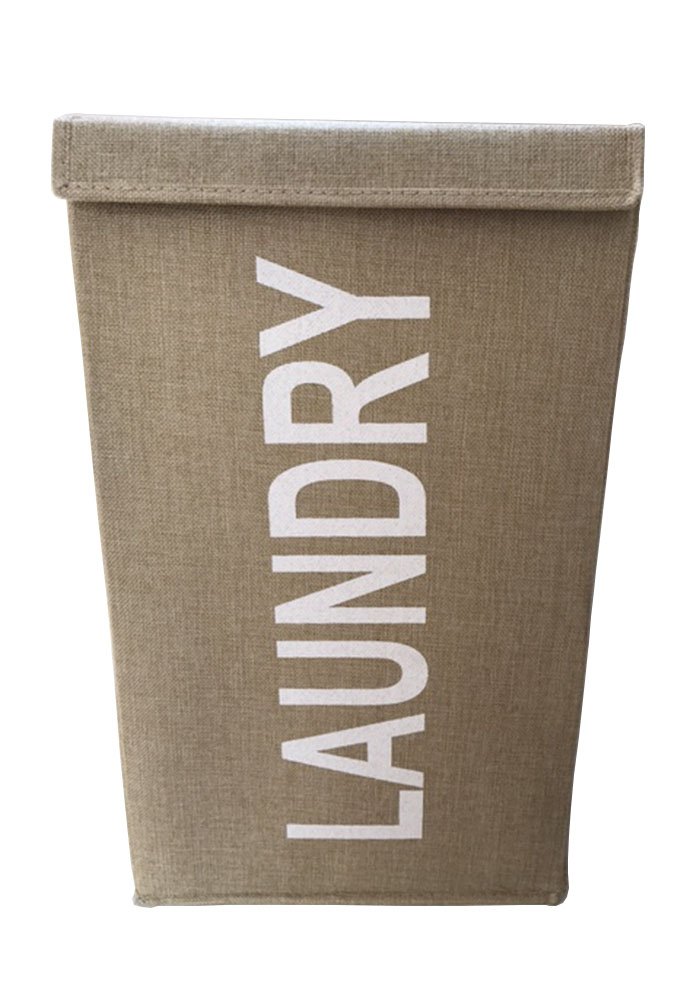 Laundry Hamper with Lid Laundry Basket Jute Canvas Taupe Stone Color
