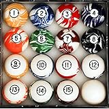 Pool Table Billiard Ball Set, Classic Marble Style