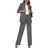 luvamia 2 Piece Outfits for Women Dressy Long Blazer Jackets High Waisted Wide Leg Pants Suits Set Business Casual Office