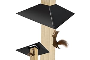 FANTANG Metal Squirrel Baffle for 4X4 Post, 17Inch Square Bird Feeder Squirrel Guard Black Squirrel Proof Deflector Outdoor Squirrel Stopper Baffle for Wooden Pole to Keep Squirrels Raccoons Off Bird Houses