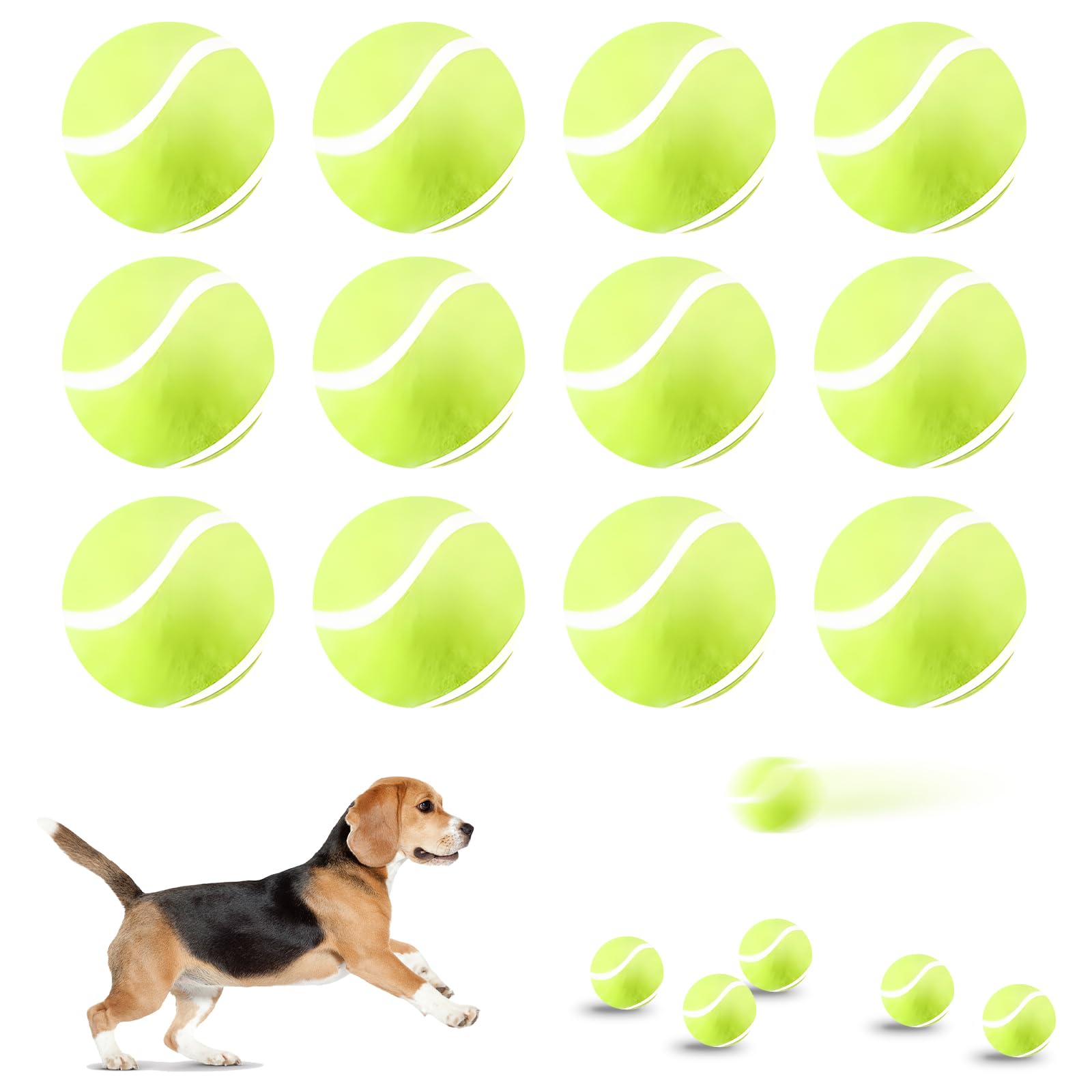CECOMBINE 12Pcs Mini Dog Tennis Balls for Small Dogs, 2 Inch Interactive Dogs Toy Balls Durable Puppy Tennis Ball, Fits 2 Inch Dog Ball Launchers - Extra Bouncy - Non Toxic - Long Lasting