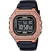 Casio W-218HM-5BV Series | Men’s Digital Watch | Black/Gold | 50M WR | Resin Case | LED Backlight | Auto Calendar | 1/100 SEC Stopwatch | Daily Alarm | 12/24 Hour Format | 7 Year Battery