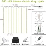 FANSIR Curtain Fairy Lights 300LED USB 3m x 3m 8 Modes Remote IP44 view 4