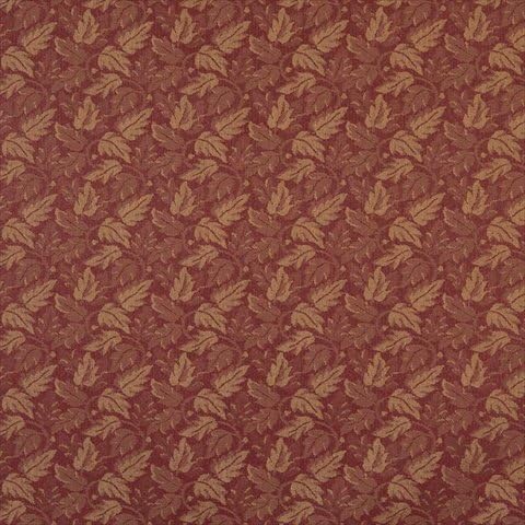 Designer Fabrics F701 54 in. Wide Dark Red And Gold44; Leaf Floral Heavy Duty Crypton Commercial Grade Upholstery Fabric