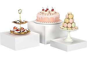 Liaakrr Buffet Risers, Food Risers for Buffet Table,Multipurpose Acrylic Buffet Risers and Stands for Food, Desserts, Jewelry & Collectibles, Nesting Cube Design with Hollow Bottoms, 3pcs (8"x9"x10")