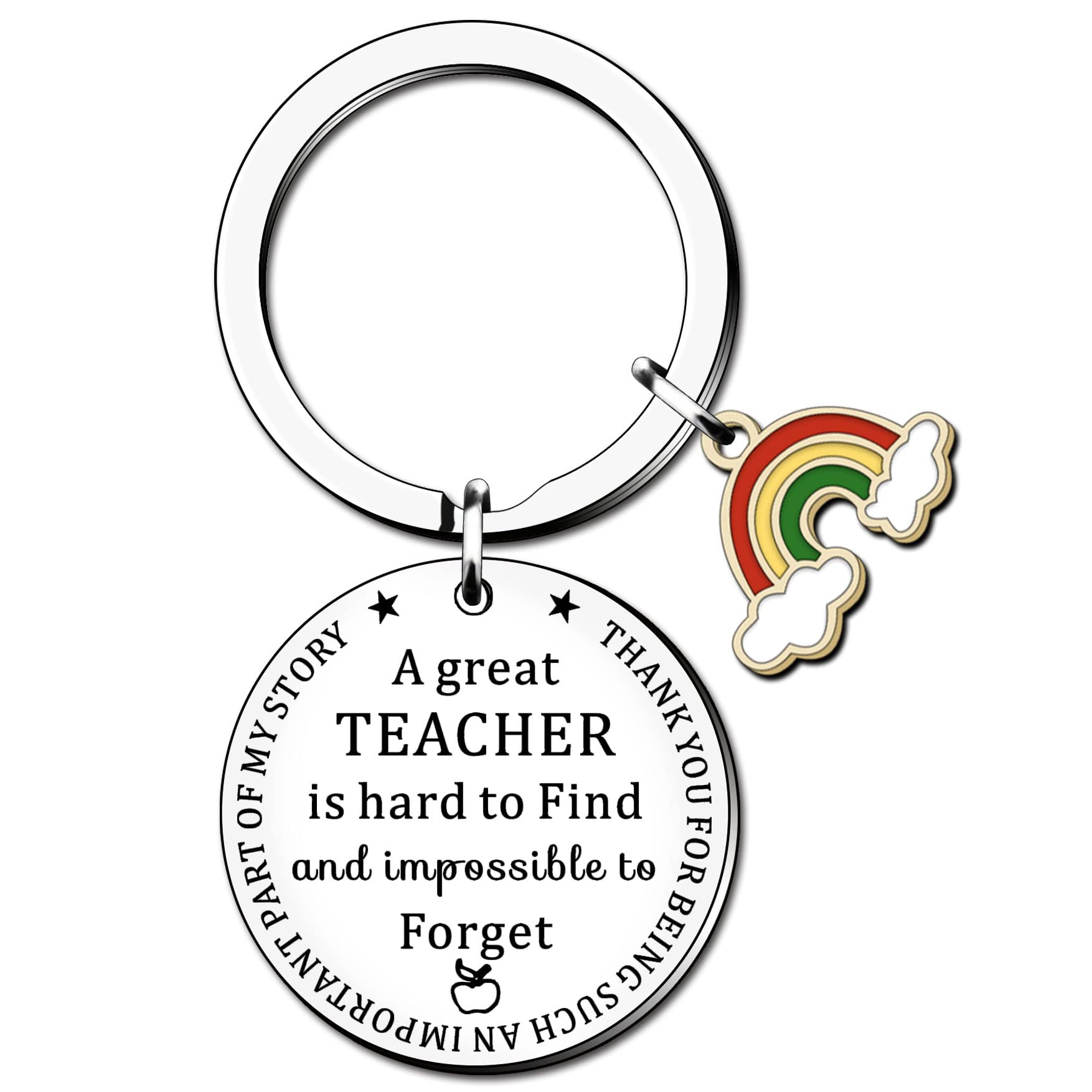 HULALA Thank You Teacher Keyring Keychain Gifts For Women Appreciation Teacher Key Rings A Great Teacher Is Hard To Find And Impossible To Forget