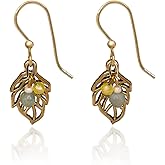 Silver Forest Open Leaf with Bead Cascade Pierced Earrings NE-1880