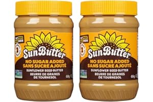 Sunbutter No Sugar Added Spread 454 g, Nut-Free Sunflower Seed Butter, Jar of 2