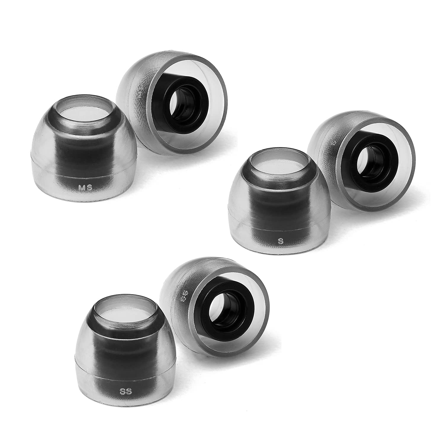 AZLA SednaEarfit Crystal Standard 3 Pairs SS/S/MS - Earbud Tips for Wireless Headphones - Noise Canceling Earbuds Replacement Tips - Eartips Compatible with Shure, Sony, Beats, Jabra, and JBL