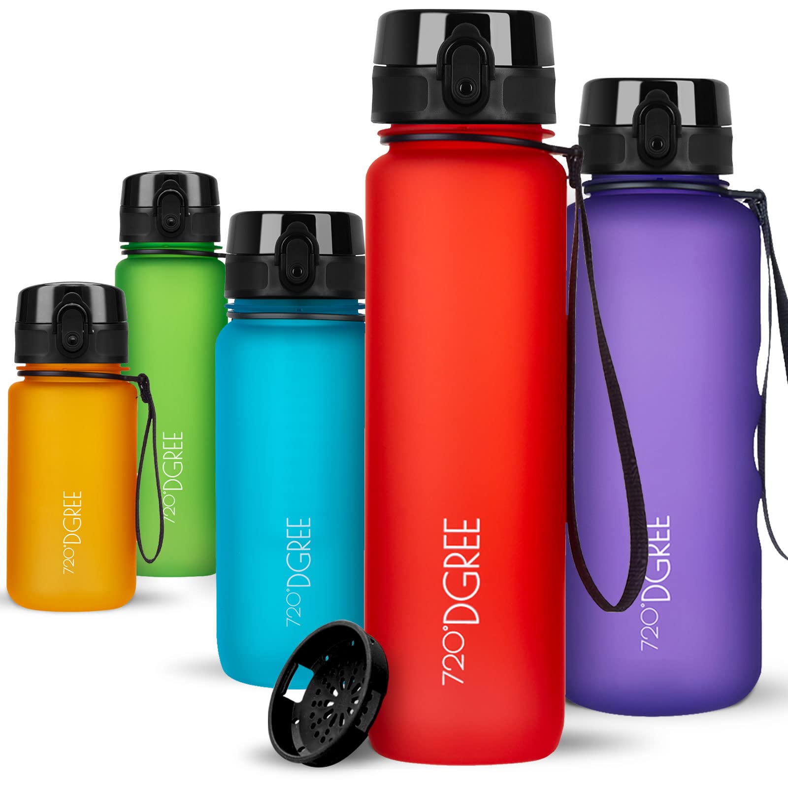 720°DGREE Water Bottle 650ml “uberBottle“ softTouch +Sieve - BPA-Free Tritan, Leakproof, Reusable Drinking Bottle - Sports Bottle for School, Fitness, Gym, Cycling, Travel, Office, Outdoor, Hiking
