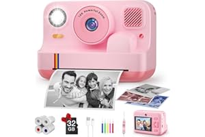 COWILAX Instant Print Camera for Kids, App Printing, 1080P Video, Dual-Lens Selfie Digital Camera with 32G SD, Christmas Birthday Gifts for Girls Boys 4 5 6 7 8 9 10 11 12 Year Old, Portable Toddler Toy