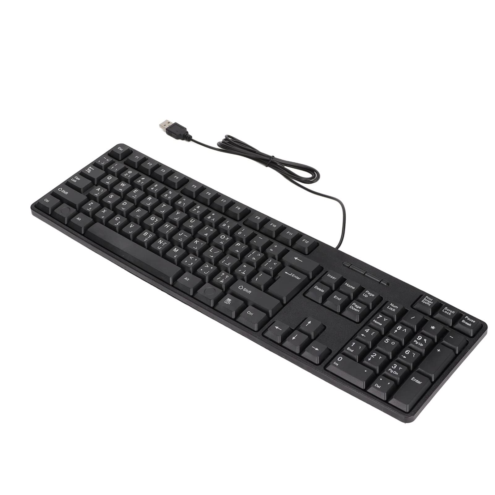 SUNGOOYUE Wired Keyboard, 104 Keys USB Interface Wired Arabic Keyboard ABS Office Keyboard for Desktop Computers Black