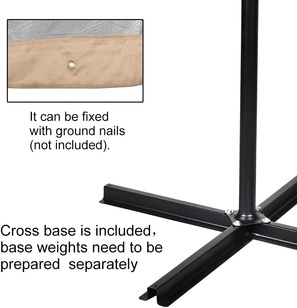 Amazon Com 8ft Patio Offset Hanging Umbrella Outdoor Cantilever Umbrella With Mosquito Net Outdoor Market Umbrella With Crank Lift Cross Bases Adjustable Umbrella For Garden Deck Backyard Pool Garden