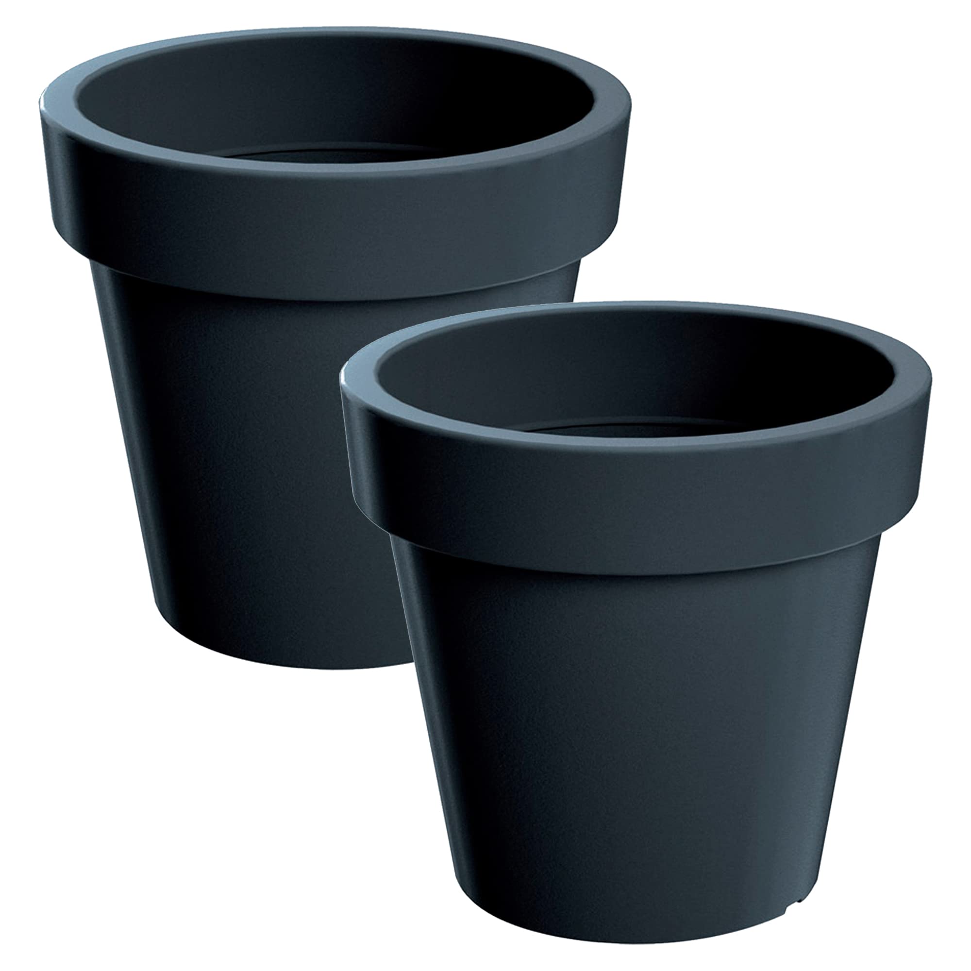 WELLHOME 2X Lofly Plastic Planter in Anthracite Colour 19.6 (L) x 19.6 (W) x 18.1 (H) cm