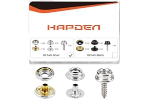 HAPDEN Heavy Duty 350 Set Marine Grade Stainless Steel Snaps Kit 3/8" Socket for Boat Cover, Furniture (Silver)