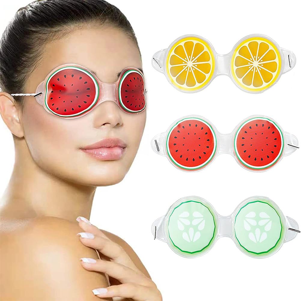 Beavorty 3pcs Cooling Eye Pads and Under Eye Patches Eye Hot Cold Avocado Watermelon Eye Cooler Pads for Redness